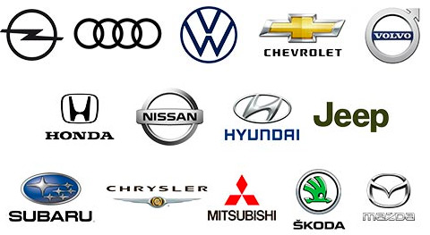 Opel, Auto, VW, Chrysler, Volvo, Honda, Jeep,. Subaru, Skoda, Mitsubishi
